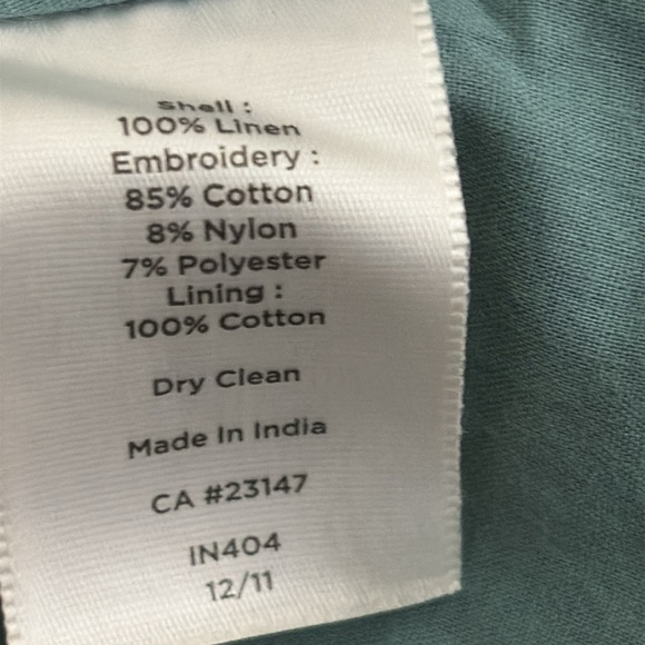 Talbots Floral Embroidered Pleated Skirt 100% Linen Teal Lined Cottagecore Sz 14 - Picture 7 of 13